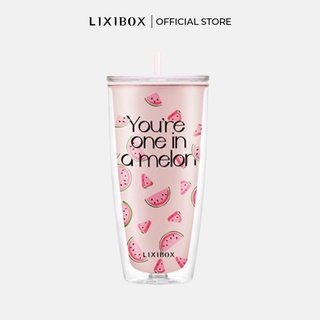Ly nhựa giữ nhiệt có ống hút lixibox watermelon cold cup 700ml