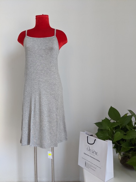 Đầm hai dây - Váy hai dây mặc lót thun modal (Gỗ sồi) dáng suông cổ thuyền Desire VNN-0044N | BigBuy360 - bigbuy360.vn