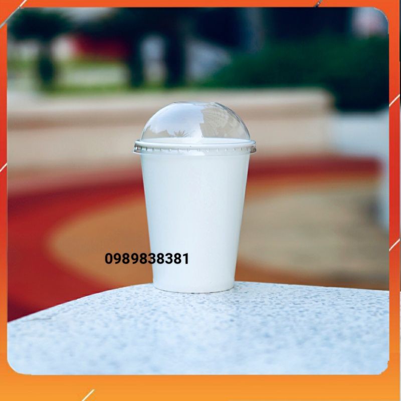 Cốc giấy nắp cầu 400ml 12oz 50 cái đựng cafe trà sữa take away