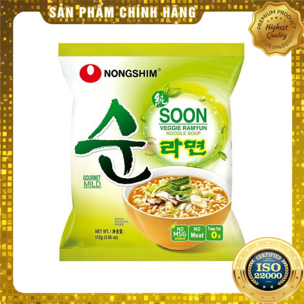 [ Yams Mart ] Mì Ăn Liền Nongshim Soon Veggie Chay 112G