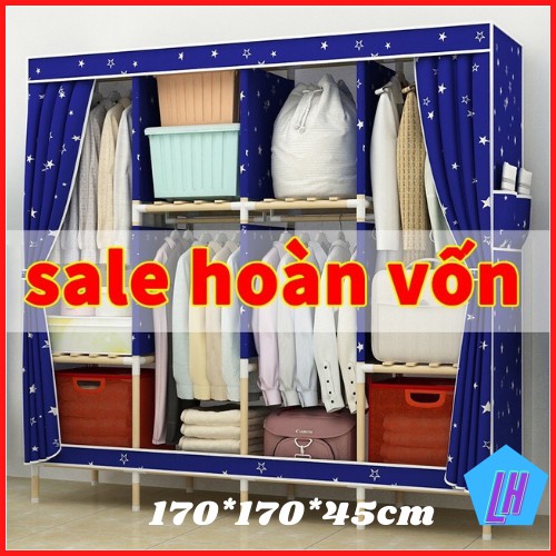 Tủ quần áo 4 buồng 8 ngăn size 1.7m khung gỗ cao cấp | BigBuy360 - bigbuy360.vn