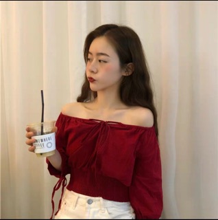 Áo croptop rút dây chun eo