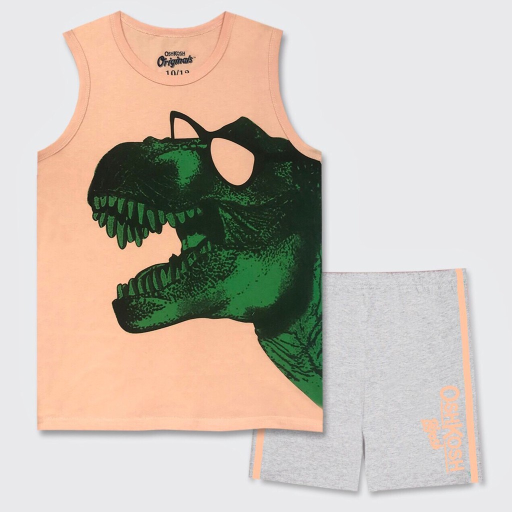 Bộ thun sát nách bé trai in khủng long size đại