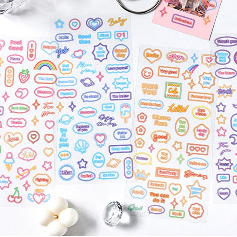 Sticker Chữ Tiếng Anh / Cầu Vồng / Ngôi Sao Màu Cầu Vồng Dùng Trang Trí Sổ Tay / Điện Thoại