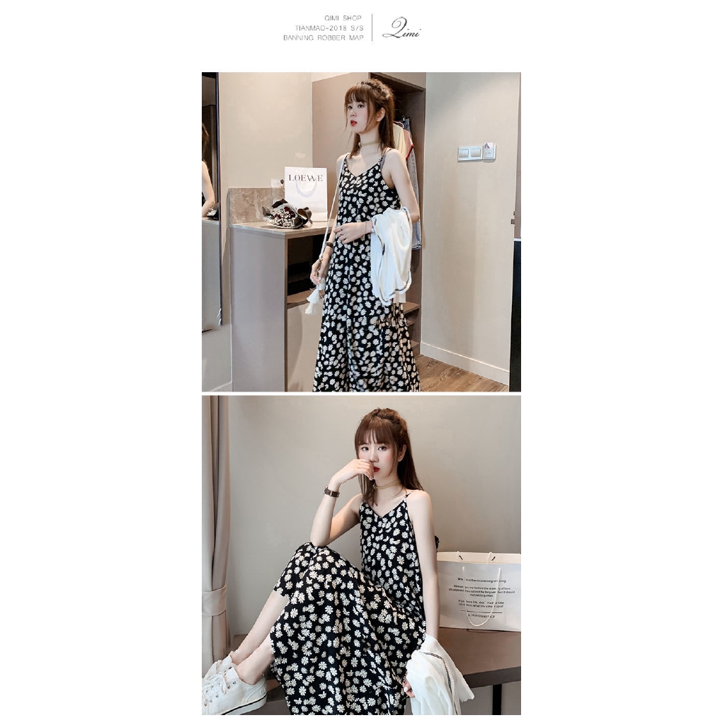 Đầm chiffon in hoa cúc nhỏ