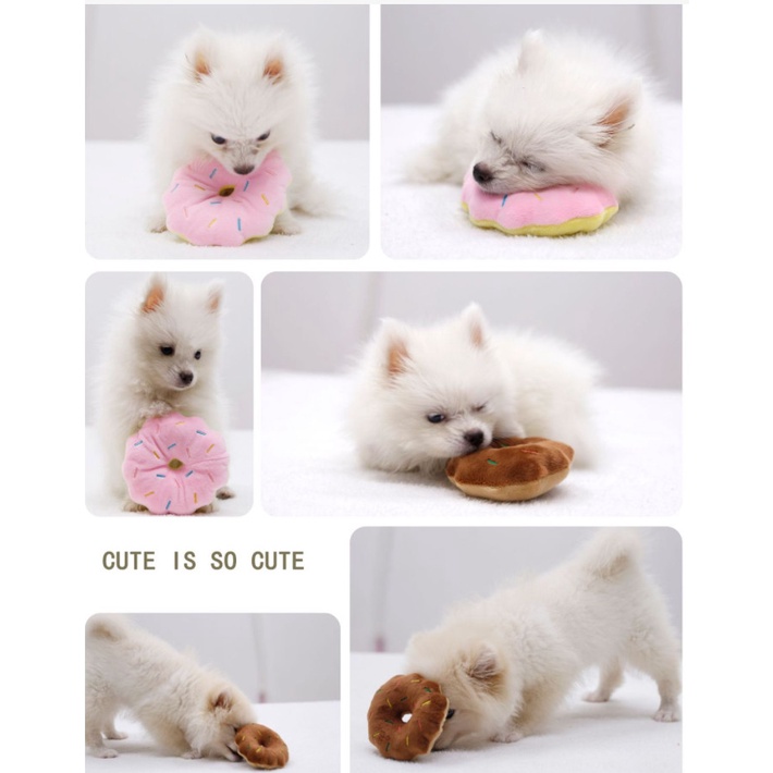 [HCM] Đồ chơi gặm hình bánh donut phát ra tiếng cho chó mèo, cho thú cưng vui chơi siêu dễ thương