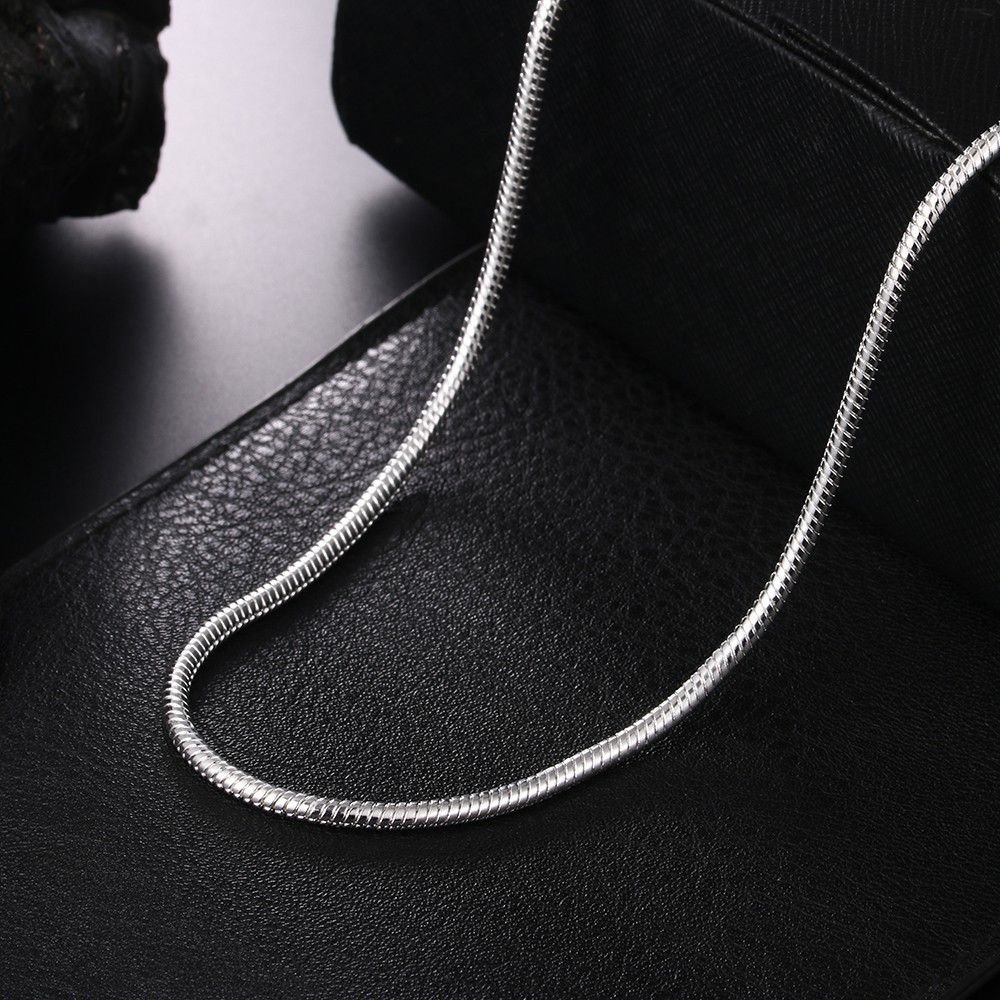 Vòng cổ chuỗi dây xích bằng bạc 925 hình rắn cỡ 16/18/20/22/24 inch 3mm thời trang cá tính