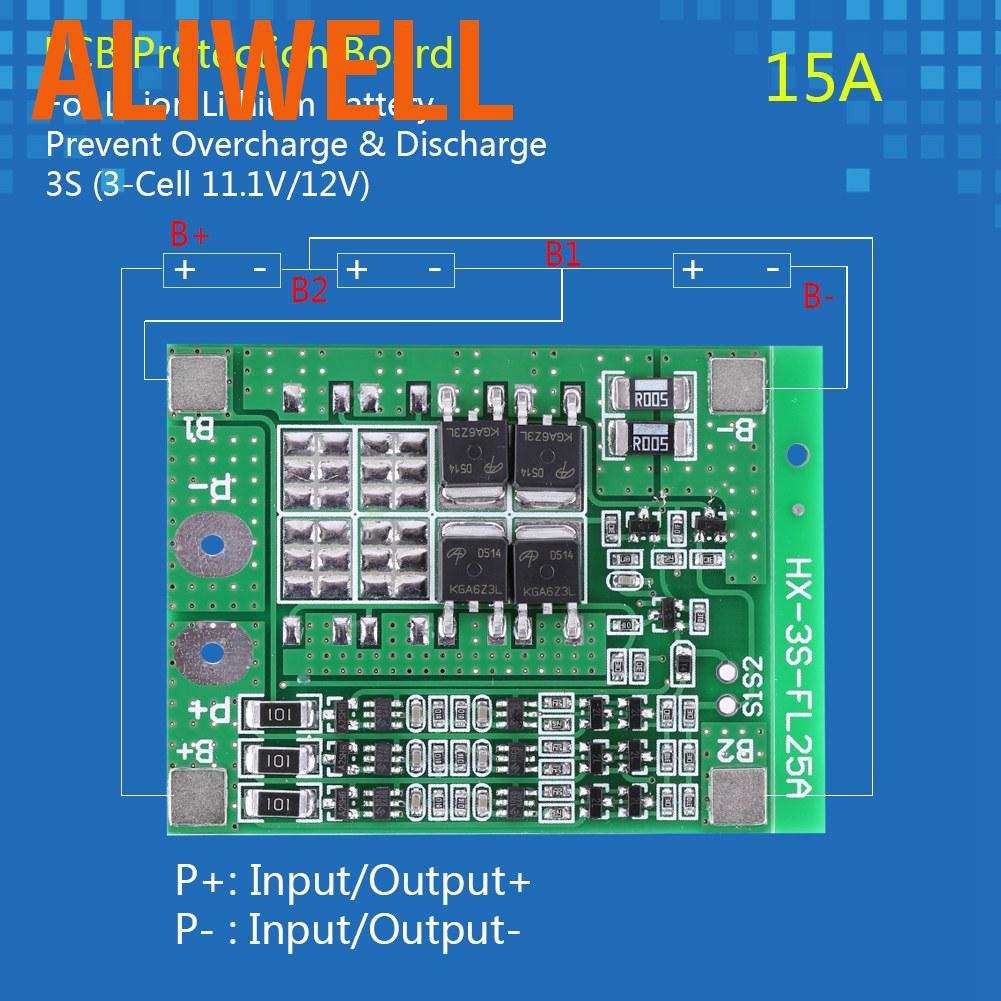 Bảng Mạch Sạc Pin Lithium 18650 Pcb Bms 3series 12v 15a Li-Ion