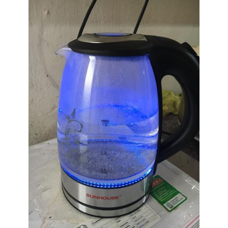 [Bảo Hành 12 Tháng] Ấm Siêu tốc thủy tinhSUNHOUSE SHD1217 dung tích 1.7L, công suất 1850W(hàng chính hãng)