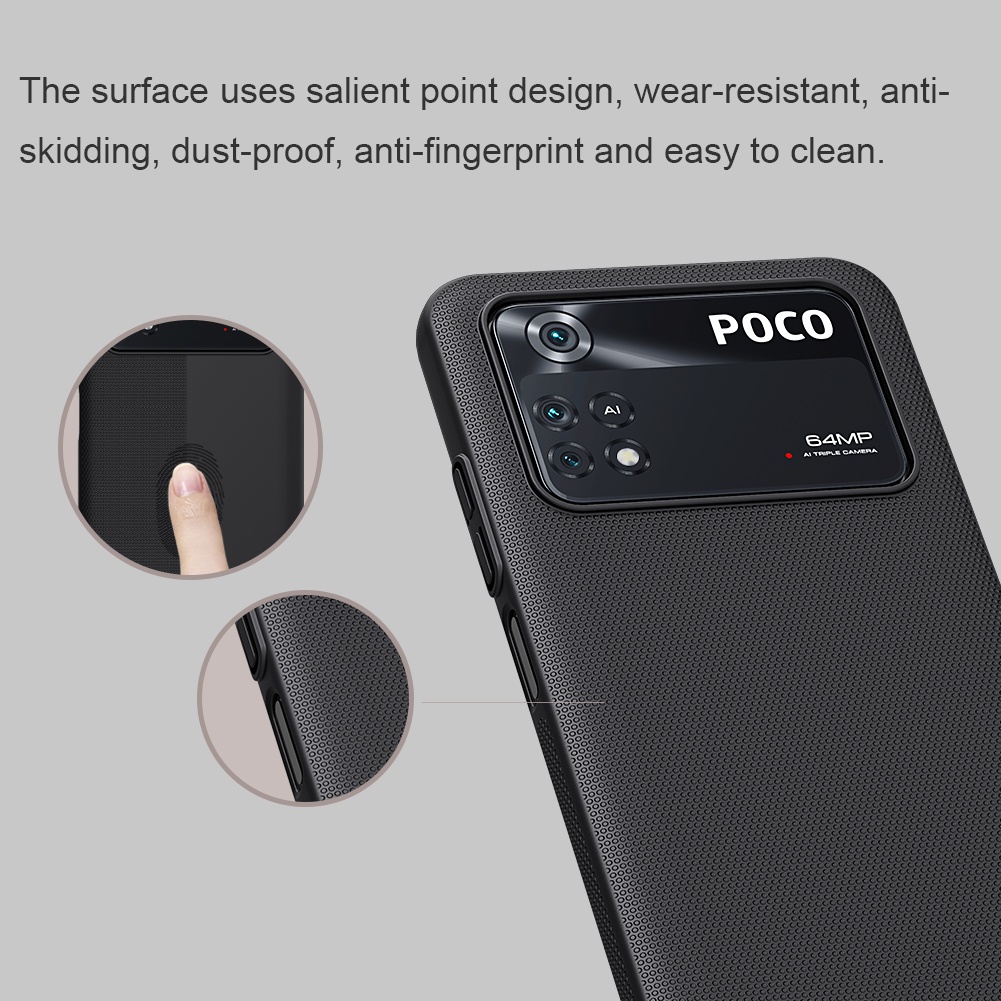 Ốp điện thoại NILLKIN bằng PC cứng mỏng nhám chống vân tay/va chạm cho Xiaomi Poco M4 Pro 4G