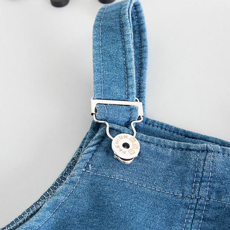 Set áo thun dài tay cổ tròn + quần yếm jeans dạng yếm thời trang cho bé trai