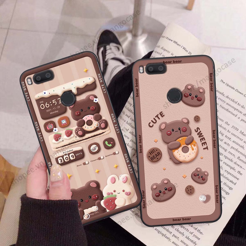 Ốp lưng Xiaomi Mi A1 hình gấu, thỏ, đồng hồ cute dễ thương