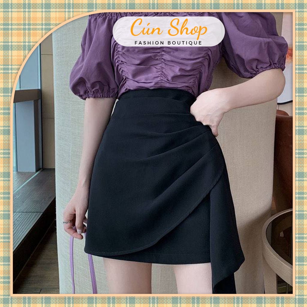 Chân váy chữ A cách điệu xếp ly hông phong cách Hàn Quốc - Cún Shop