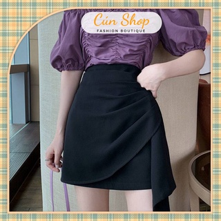 Chân váy chữ A cách điệu xếp ly hông phong cách Hàn Quốc - Cún Shop