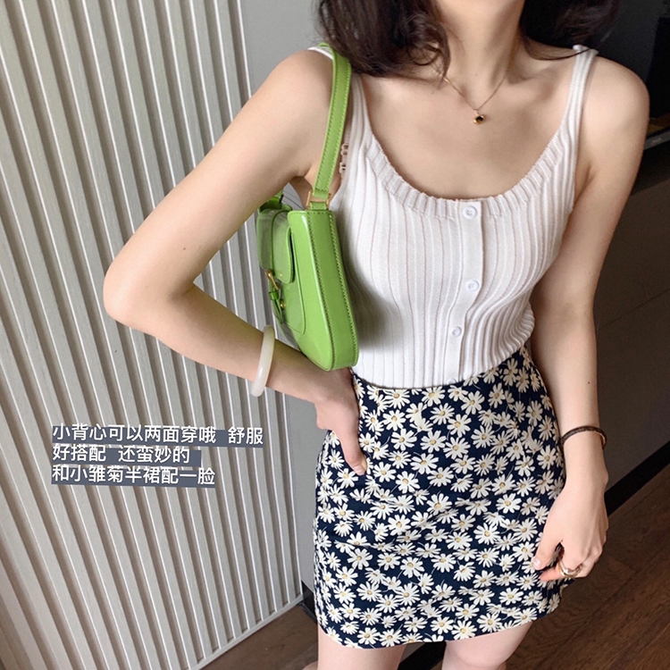 Áo kiểu hai dây dệt kim màu trơn phong cách Hàn Quốc thời trang cho nữ | BigBuy360 - bigbuy360.vn