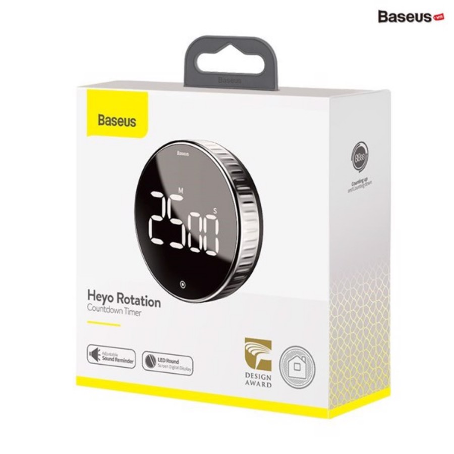 [Chính hãng-Sẵn] Đồng hồ hẹn giờ đếm ngược Baseus Heyo Rotation LED Countdown Timer - LV716-BK