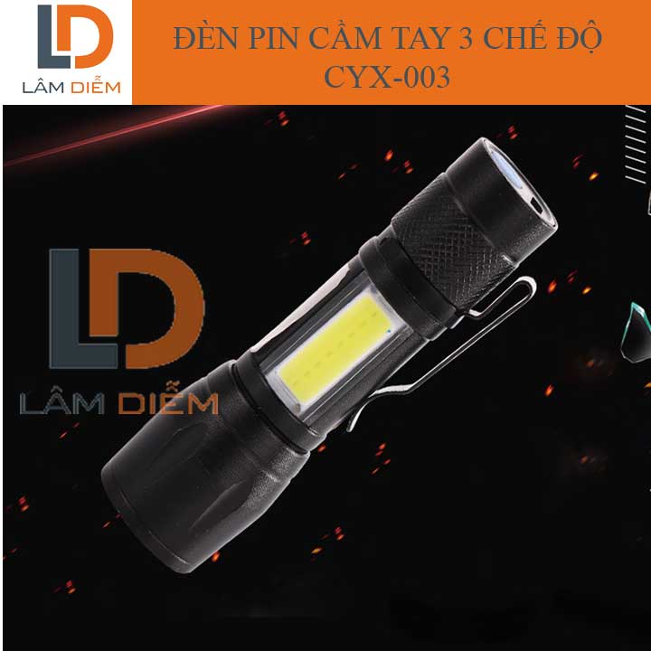 Đèn pin led sạc cầm tay mini 3 chế độ ánh sáng zoom cyx 003-535