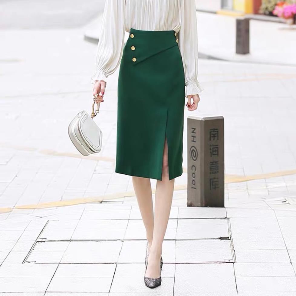 Chân Váy Nữ Thiết Kế Cao Cấp VNXK CV43 - Chân Váy Chữ A Tuyết Mưa Đáp Lệch 5 Cúc Sang Trọng TINI Shop | BigBuy360 - bigbuy360.vn