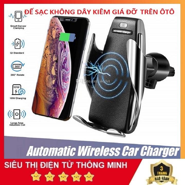 Đế Sạc Không Dây, Đế Sạc Nhanh Kiêm Giá Đỡ Điện Thoại Không Dây Cảm Ứng Trên Xe Ô TÔ Và Để Bàn