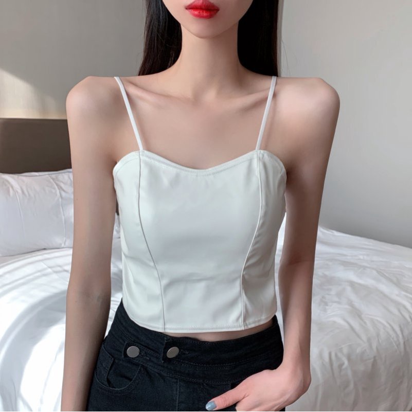 Áo Dây Da Pu Có Miếng Đệm Ngực Thời Trang Quyến Rũ