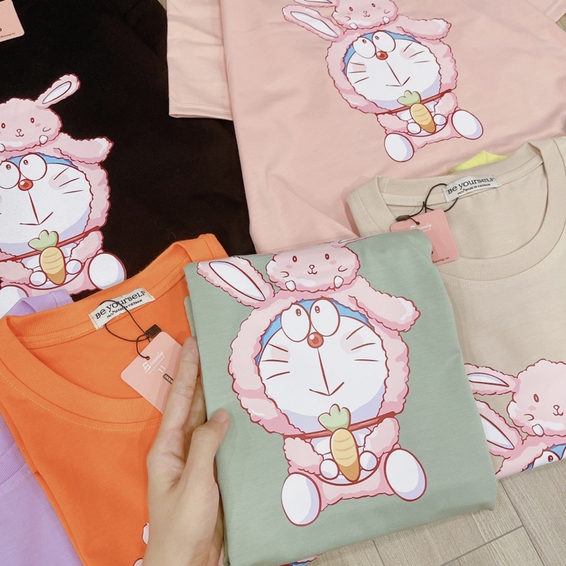 Áo Thun PHÔNG NAM NỮ UNISEX IN MÈO Ú DORAEMON