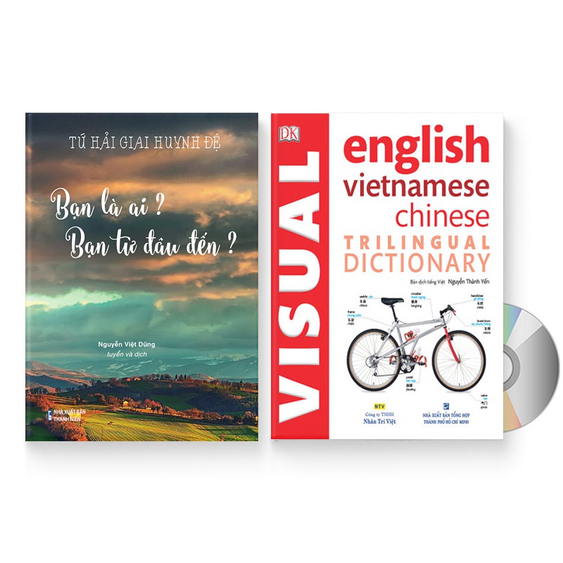 Sách - Combo 2 sách: Bạn là ai? Bạn từ đâu đến? + Từ điển hình ảnh Tam Ngữ Trung Anh Việt + DVD quà tặng