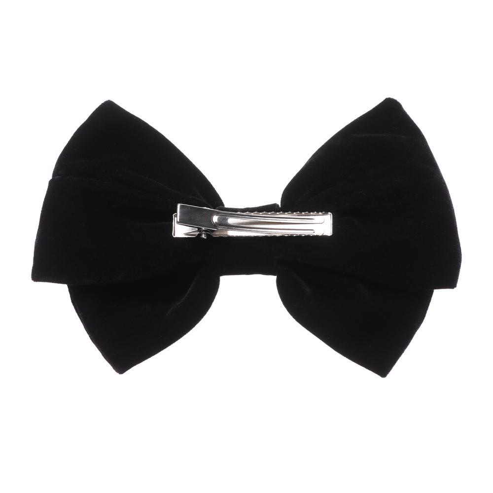 JUNE Kẹp Tóc Nơ Vải Nhung Đen Phong Cách Công Chúa Cho Nữ