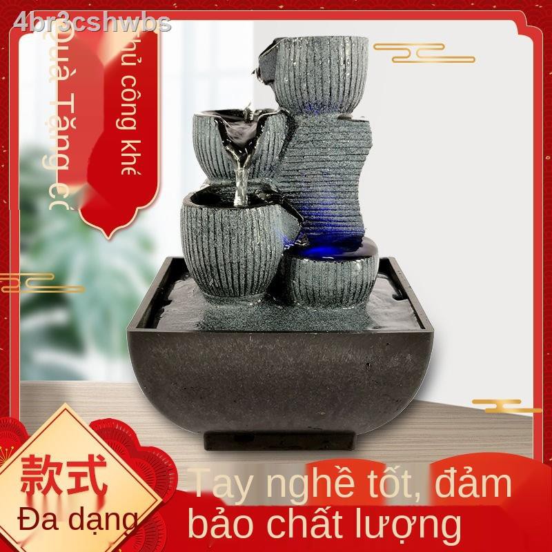 ☈ ☃Máy tính để bàn hình học sáng tạo dòng nước kiếm tiền Đài phun nhỏ phòng khách chuyển quả cầu may mắn đồ thủ công tra