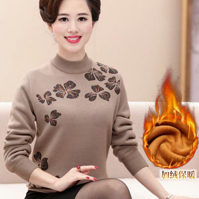 Hàng có sẵn ) Áo len nữ trung niên thời trang kiểu dáng sang trọng, ấm áp QCNP347