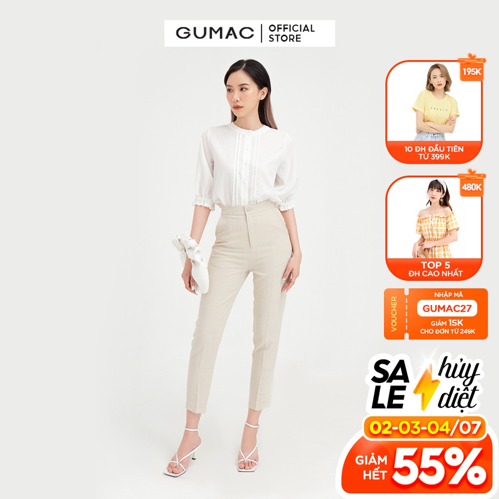 [Mã WABRGU72 giảm 10% tối đa 50k đơn 250k] Quần tây nữ cơ bản GUMAC đồ công sở thanh lịch QB401