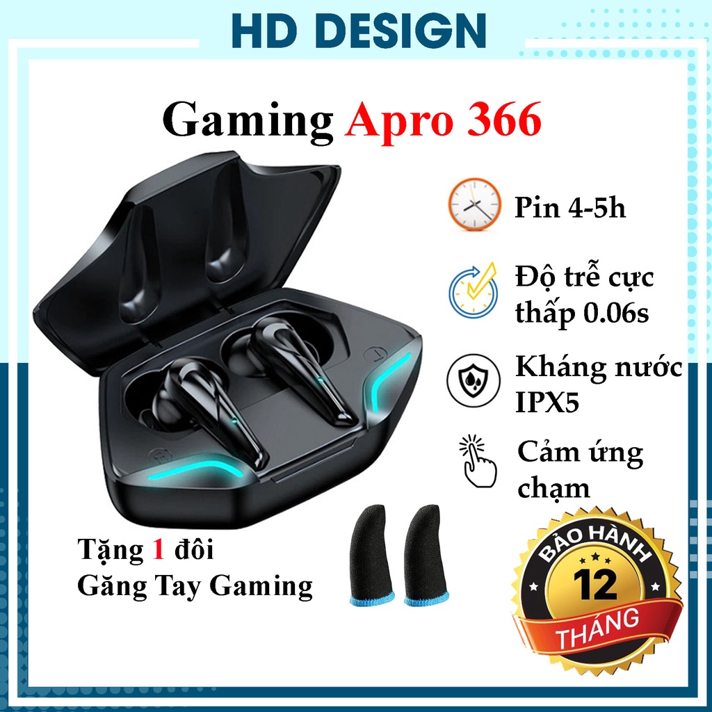 Tai Nghe Chơi Game Apro366 , Tai Nghe Chơi Gaming Tws Bluetooth 5.0 - Không Dây - Có Mic - Với Độ Trễ Cực Thấp
