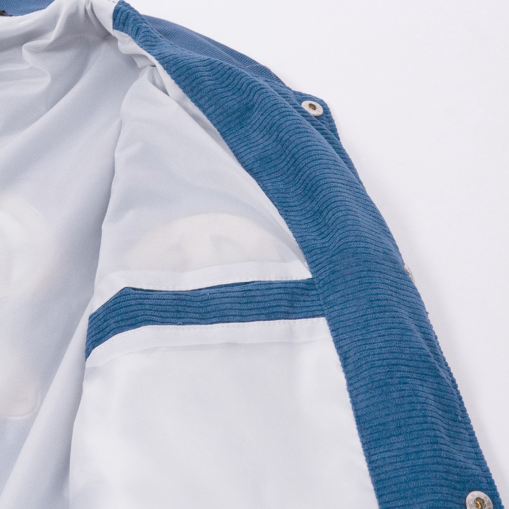 Áo Khoác Varsity Jacket Corduroy màu xanh dương bomber bóng chày basic nam nữ form rộng Local Brand ONTOP