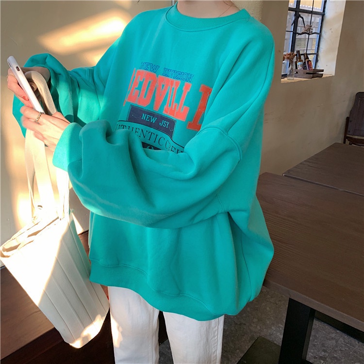 IELGY    Áo sweater Mỏng Tay Dài Cổ Tròn Dáng Rộng Thời Trang Cho Nữ