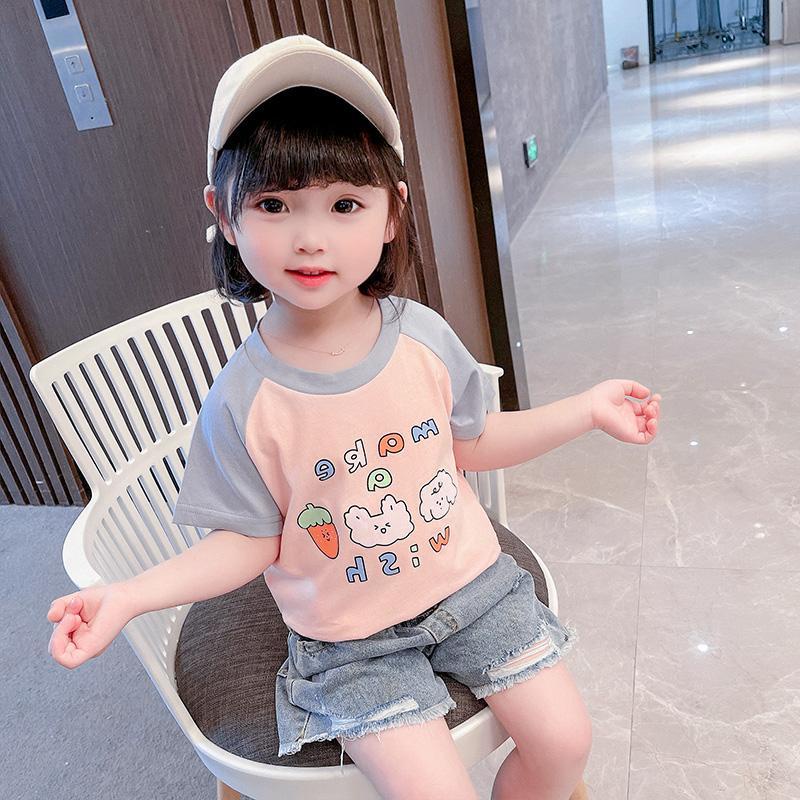 Áo Thun Cotton Tay Ngắn Phong Cách Thời Trang Hàn Nhật Mới 2022 Cho Bé Gái