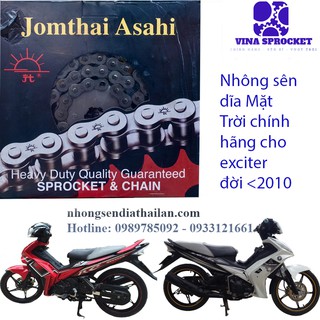Nhông Sên Dĩa Mặt Trời Exciter 135 Đời 2010, 2009, 2008…(Jomthai Asahi có mã kiểm tra chính hãng)