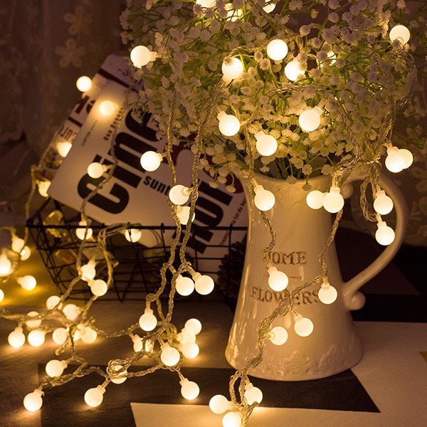 Dây Đèn Led Trang Trí Bóng Tròn Cherry Ball Cắm USB, Dùng Pin
