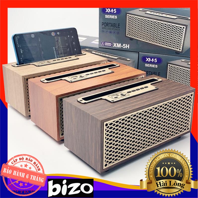 Loa bluetooth XM-5H, Kết nối blt 4.0, Phong cách cổ điển, Vỏ gỗ sang trọng, bass trầm ấm, AUX,FM,USB