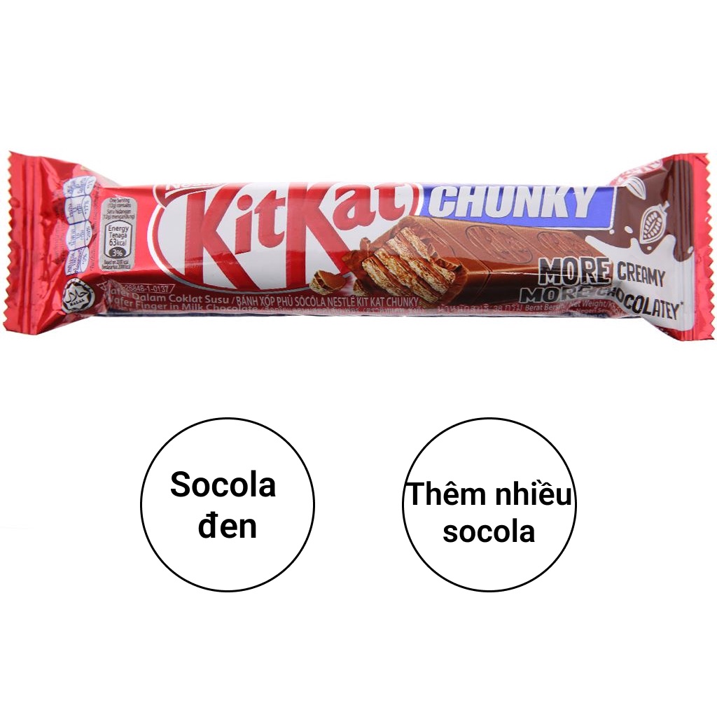 Bánh xốp phủ socola KitKat Chunky gói 38g (Sô cô la kit kat)