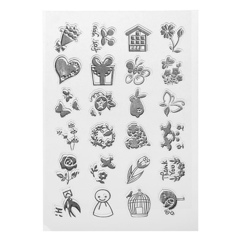 Con Dấu Silicone Trong Suốt In Nổi Hình Lá Trang Trí Sổ Tay DIY