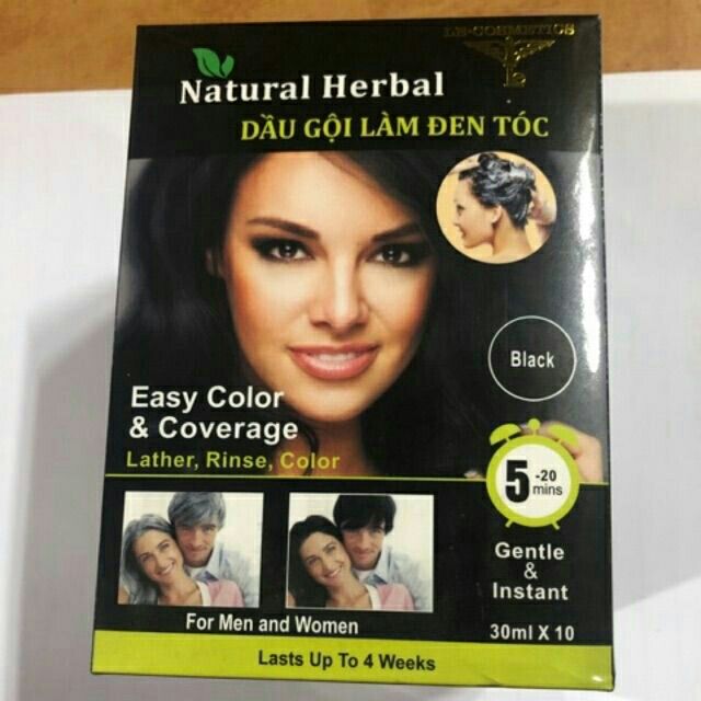 HỘP 10 GÓI GỘI LÀ ĐEN NATURAL HERBAL