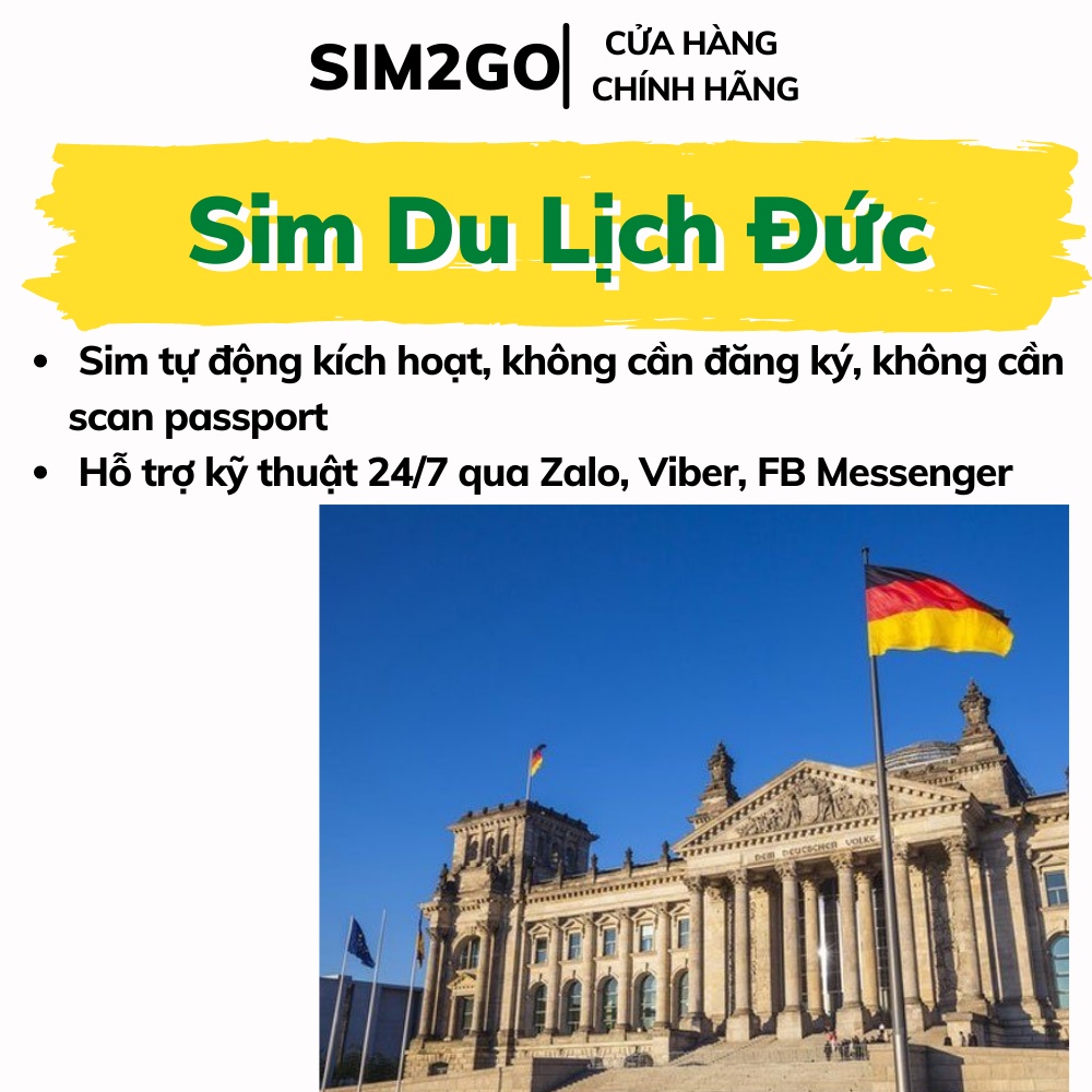 Sim du lịch Đức - Sim du lịch Châu Âu nghe gọi thả ga, data tốc độ cao 4G