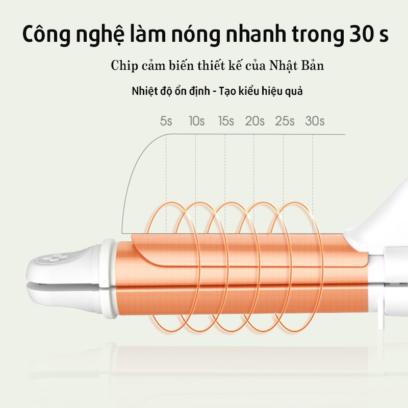Máy làm tóc uốn và ép 2 in 1, máy uốn ép tóc 2 in 1 VIVID&VOGUE®️ VAV055A, máy làm xoăn và ép thẳng tóc trục uốn 32mm