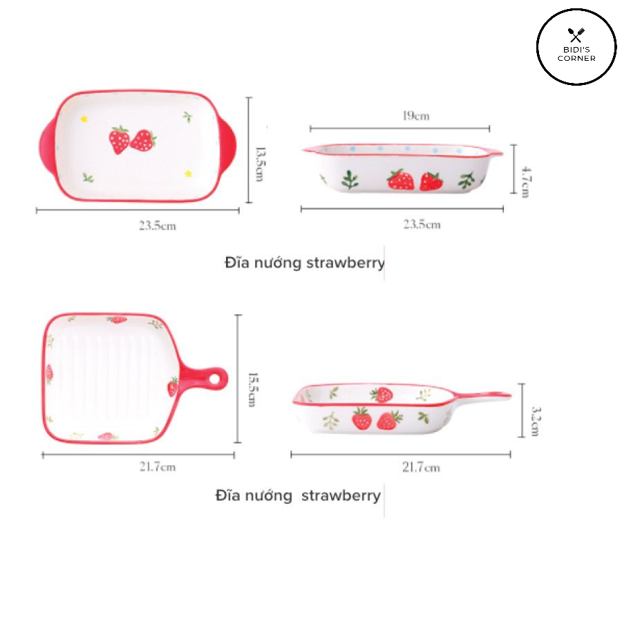 Bộ Sưu Tập Bát Đĩa Gốm Sứ Họa Tiết Dâu Đỏ - Phong Cách Bắc Âu - Hàng Gốm Sứ Cao Cấp.