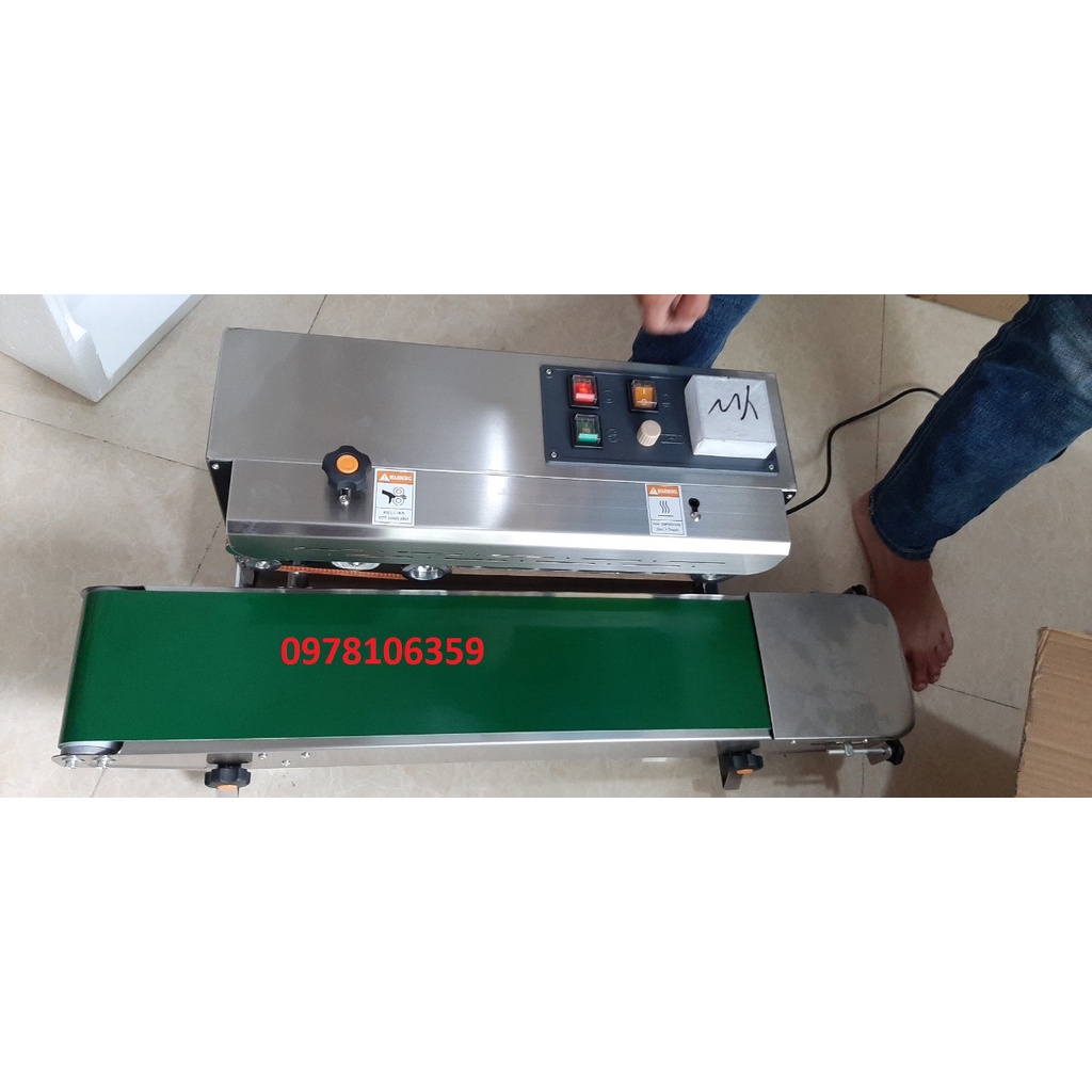 Máy hàn miệng túi liên tục, máy ép miệng túi thực phẩm FR900 inox, máy hàn túi PP/PA