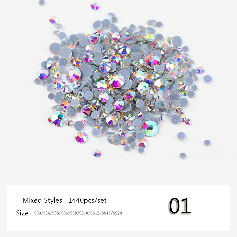 [Hàng mới về] Túi 1440 hạt đá 3D thời trang dành cho trang trí móng tay nghệ thuật DIY