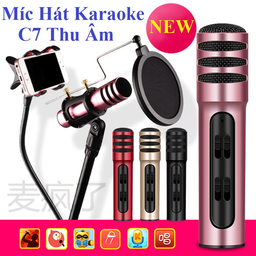 MIC HÁT KARAOKE - LIVESTREAM THU ÂM C7 Pro; Chất lượng âm thanh đỉnh cao, Model C7-332