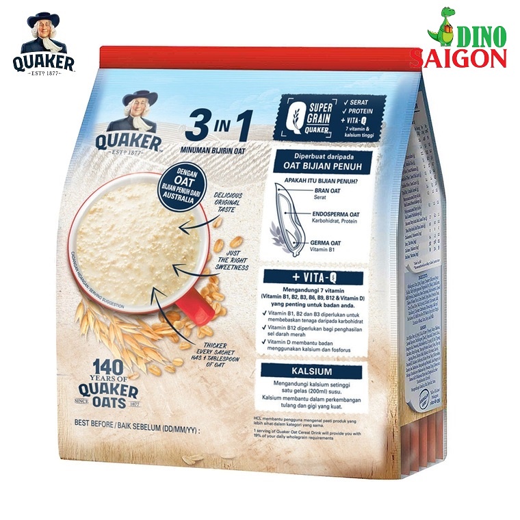 Combo 2 Gói Thức Uống Yến Mạch Quaker 3in1 Vị Cà Phê Mocha và Truyền Thống