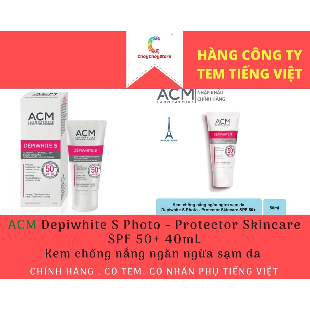 [TEM CTY] ACM Depiwhite S Photo - Protector Skincare SPF 50+ 40mL - Kem chống nắng ngăn ngừa sạm da