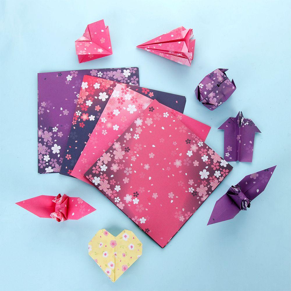 Bộ 60 Giấy Xếp Origami Hình Vuông Họa Tiết Hoa Anh Đào