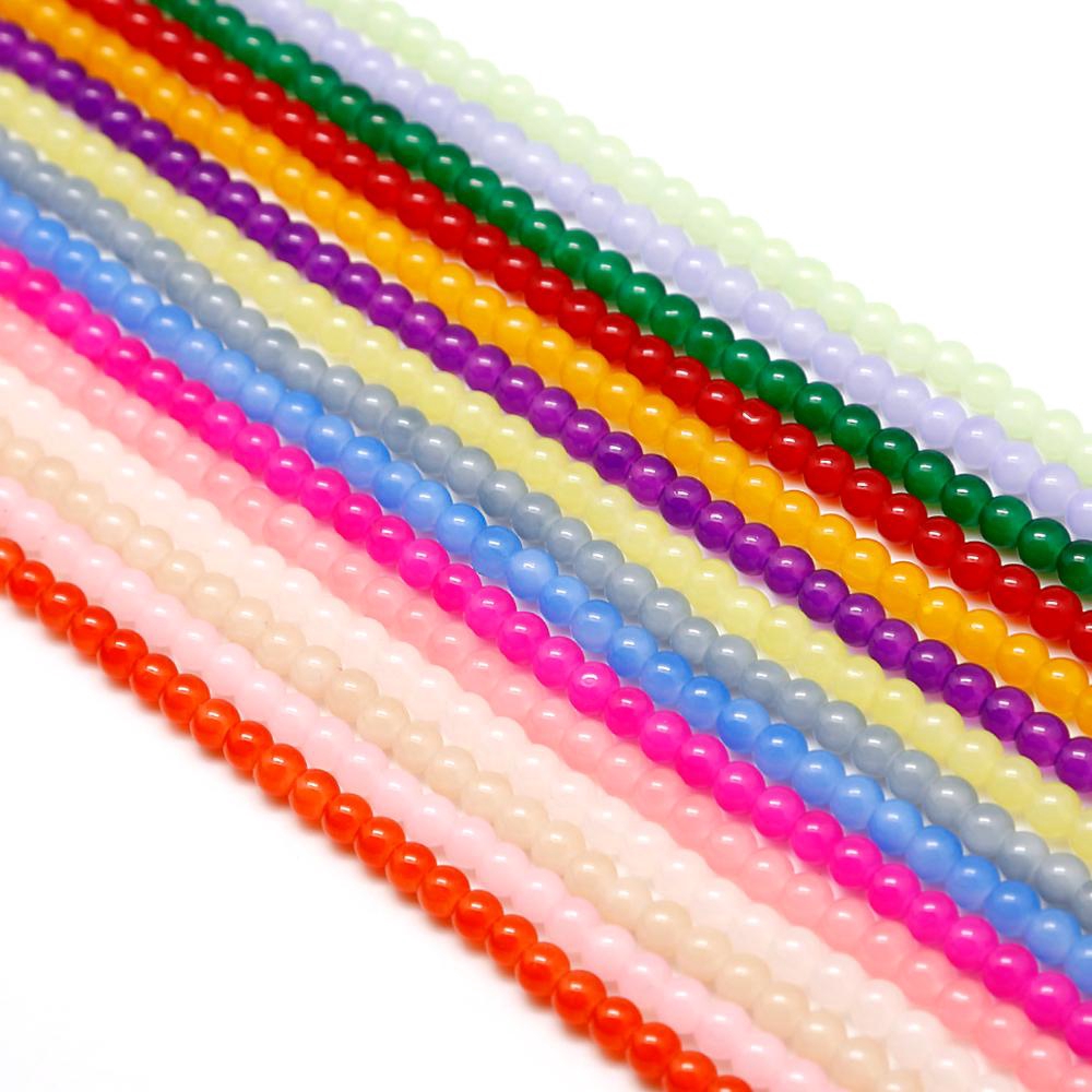 Hạt thủy tinh pha lê màu kẹo bóng tròn kích thước 4mm 6mm 8mm 10mm dùng làm phụ kiện trang sức thủ công